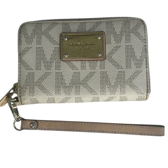 Michael Kors Beige Brown Logo Wristlet Wallet Organizer - Picture 11 of 15